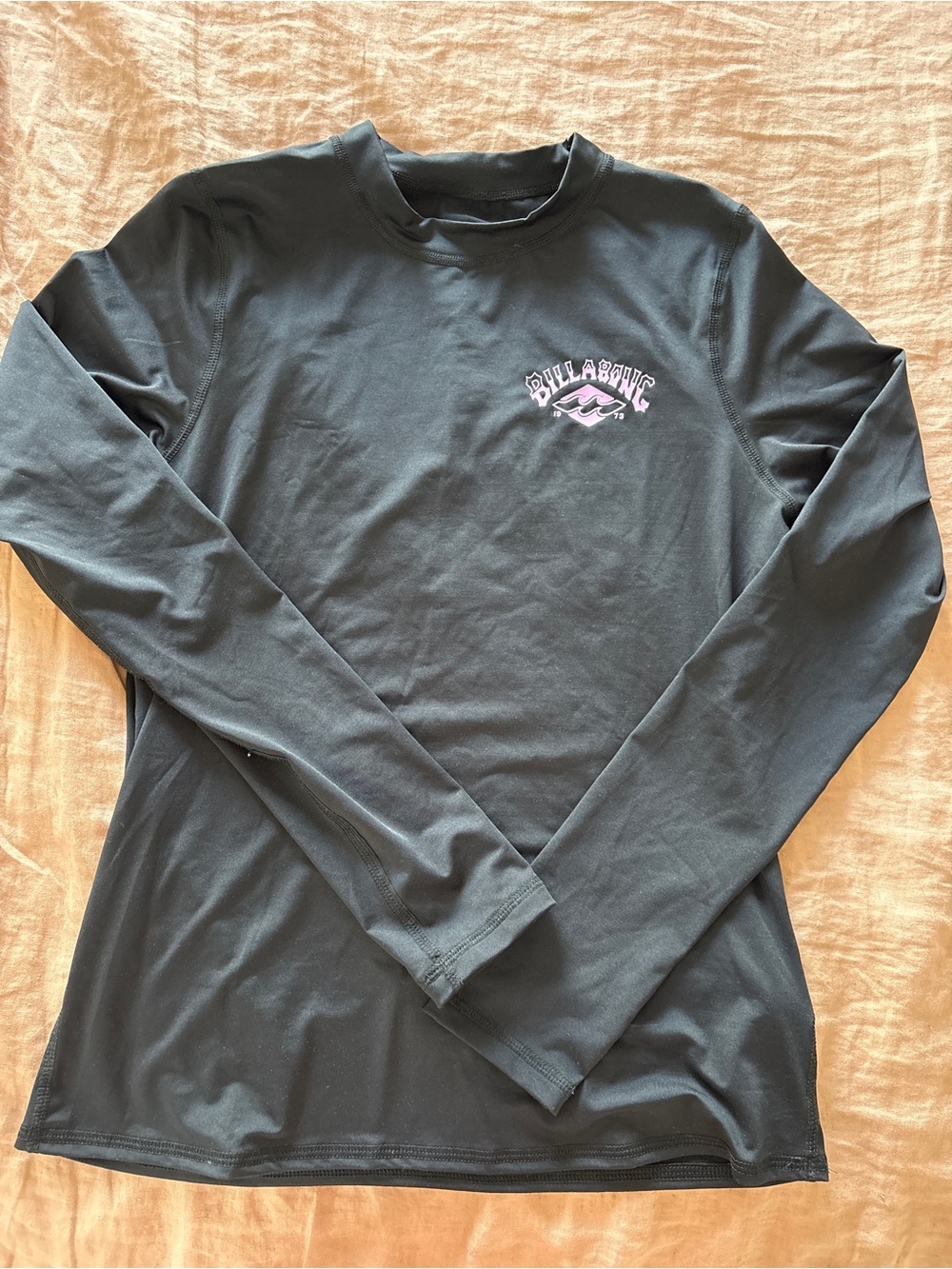 Billabong Black Long-Sleeve Rashguard with Purple Logo